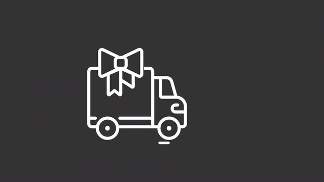 Animated delivery white line ui icon. Bonus shipping service. Seamless loop HD video with alpha channel on transparent background. Isolated user interface symbol motion graphic design for night mode