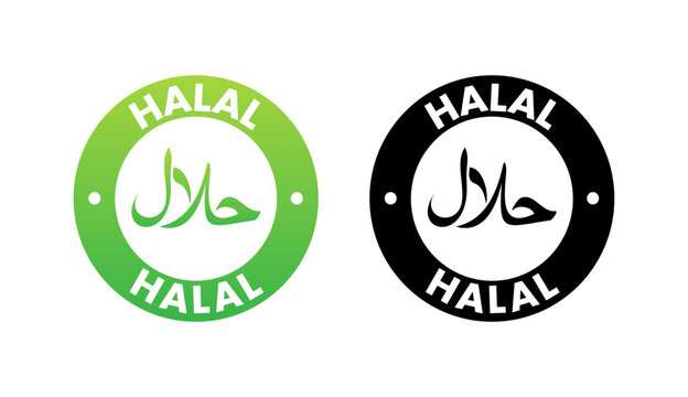 Halal food sign, label. Vector stock illustration