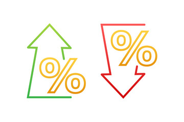 Percentage with arrow up and down. Banking, credit, interest rate. Vector stock illustration.