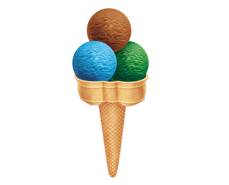 glace, cr&ecirc;me, c&ocirc;ne, dessert, cr&egrave;me glac&eacute;e, aliment, froid, bonbon, &eacute;t&eacute;, gaufres, rafra&icirc;chissement, sucre, d&eacute;licieux, cornet, deux trois boules, color&eacute; parfums