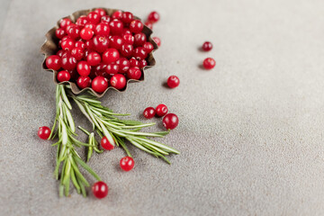 Cranberry in vintage metal bowl