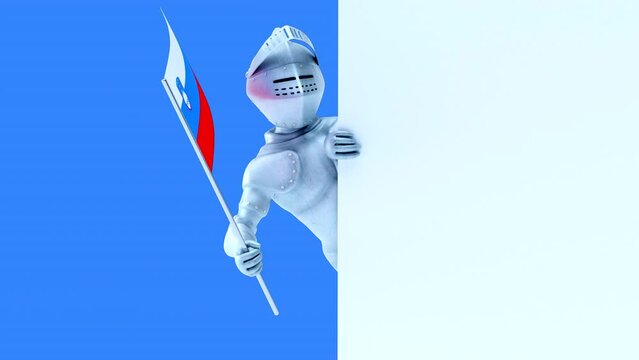 Fun 3D cartoon knight with a flag from slovenia (alpha channel included)
