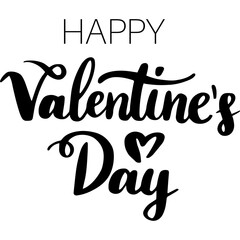 Happy Valentines Day Handwritten Lettering. Illustration of Ink Brush Calligraphy Isolated over White Background.