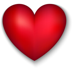 Red Heart. Illustration of Realistic Love Object over Transparent Background.