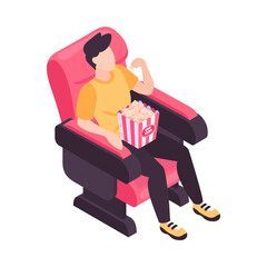 Cinema Visitor Isometric Composition