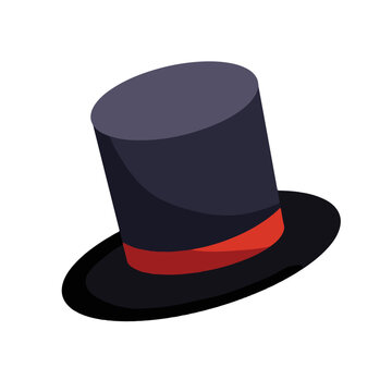 recommend clip art: Black top hat for man or magician vector illustration. Drawing with cartoon flat art style.