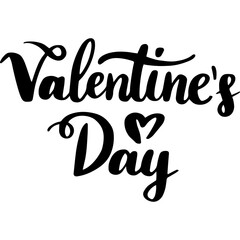 Valentines Day Handwritten Lettering. Illustration of Ink Brush Calligraphy Isolated over White Background.