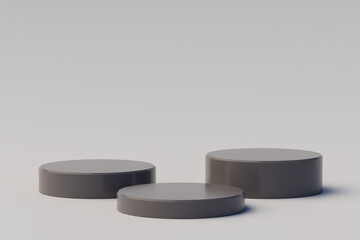Abstract minimal scene with geometrical. step concrete pedestal podiums on white background. Scene to show cosmetic products presentation. Mock up design empty space. 3d rendering