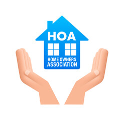Fototapeta na wymiar HOA - home owners association. House icon, label. Vector stock illustration
