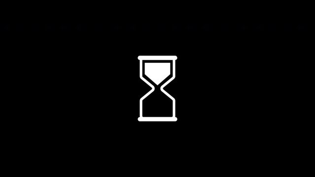 hourglass icon animation.white icon on black background.luma matte