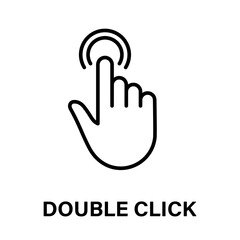 Double Click Gesture of Computer Mouse. Pointer Finger Black Line Icon. Cursor Hand Linear Pictogram. Press Tap Touch Swipe Point Outline Symbol. Editable Stroke. Isolated Vector Illustration