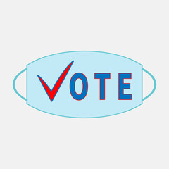 Light blue protective face mask with VOTE text