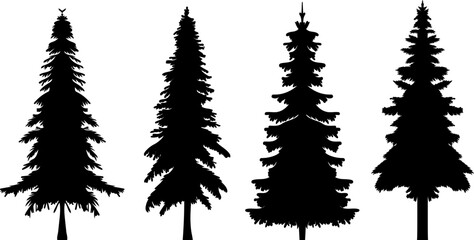 Obraz premium silhouette of christmas tree, fir tree design vector isolated