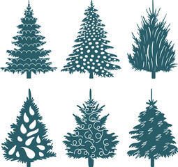 Christmas trees in flat style, isolated vector