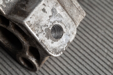 Bad internal threads in aluminum automotive parts. Thread repair, macro