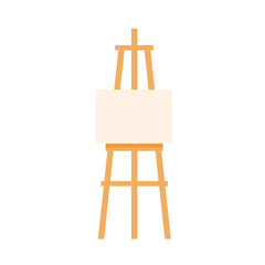 Wooden easel template of a colored table and white paper,Blank canvas on a painting easel,white drawing paper