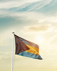 Waving Flag of The Bahamas with beautiful Sky. 