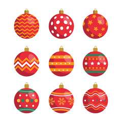 Colorful Christmas ball collection set vector illustration