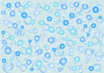 Abstract background, bubble pattern, polka dots and lines in blue tones, vector illustration.