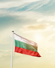 Waving Flag of Bulgaria with beautiful Sky. 