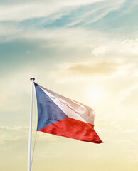 Waving Flag of Czech Republic with beautiful Sky. 
