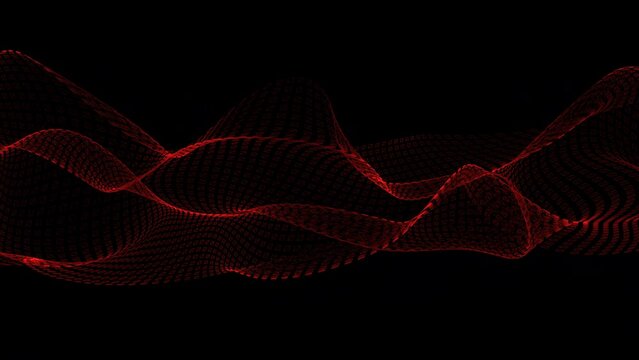 Grid sguare wave red color motion animated black background