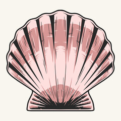 Beautiful seashell colorful detailed emblem