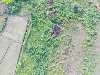 aerial view of land mapping by unmaned aerial vehicle in Bogor, Indonesia.