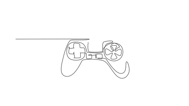 Animated self drawing of single continuous line draw video games PlayStation gaming controller. Computer game competition. Gaming concept for fun. Joysticks isolated. Full length one line animation