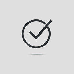 Simple vector flat icon of correct sign in a circle.