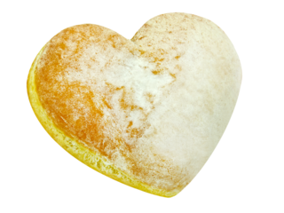 Berliner Pfannkuchen Krapfen in Herzform mit Puderzucker   Hintergrund transparent