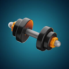 Premium fitness dumbbell icon 3d rendering on isolated background