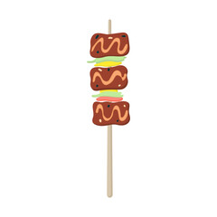Asian chicken kebab yakitori. vector illustration