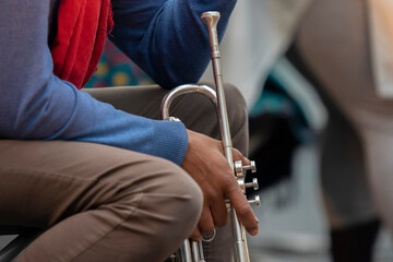 Close Up Of A Trumpet Player At Amsterdam The Netherlands 2019