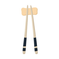 two Chinese chopsticks are on a stand. vector illustration