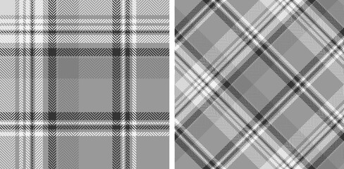 Set black and white plaid seamless pattern.