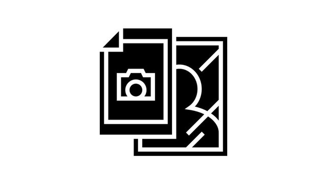 photographic paper and photo frame line icon animation