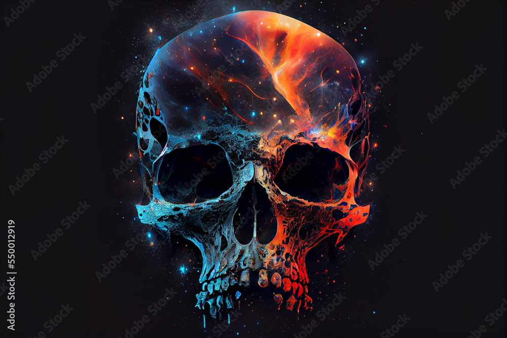 Sticker Skull created from constellations