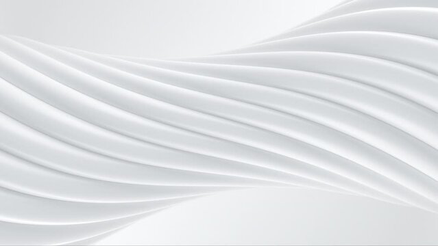 White 3d abstract background. Clean and simple motion texture for beautiful business presentation. Bright curve render animation for futuristic sci-fi concept. Seamless loop.