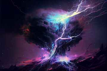 Lightning storm happening in deep space