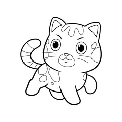 Obraz na płótnie Canvas Adorable Kawaii Bengal Cat Cartoon Animal Illustration BW