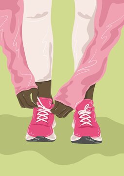 girl tying up sport shoes