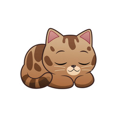 Fototapeta premium Sleep Kawaii Bengal Cat Cartoon Animal Illustration
