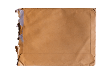 Torn brown envelope paper isolated on transparent background PNG file