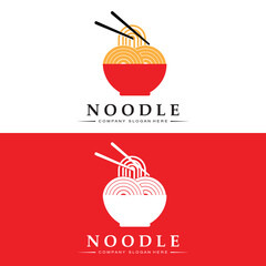 Fototapeta na wymiar Noodles Logo, Asian Food Vector, Design Suitable For Ramen Noodle Shops And Restaurants