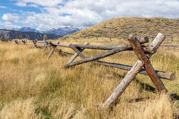 Old wooden fance near Grand Teton National Park. USA.