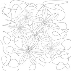 line art ornament with abstract flower that repeats coloring book for drawing botanical vector illustration contour flower. creative biology