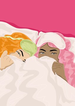 Two girls having a sleepover