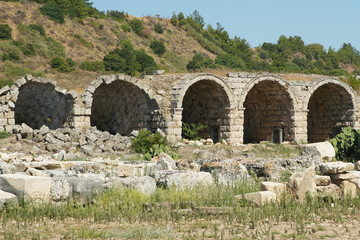 Fototapeta na wymiar Stadium of Perge Ancient City in Antalya, Turkiye