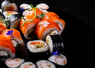 fish sushi roll in plate